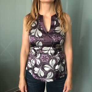 Vince Camuto Purple Pattern Kimono Style Top